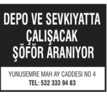 ŞOFÖR ARANIYOR